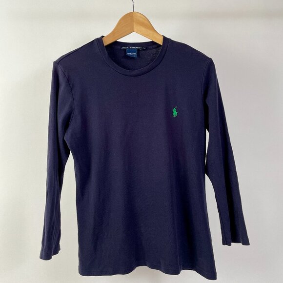 Women's Ralph Lauren Sport Long Sleeve Cotton Tee Shirt, Navy Blue, Size L - Picture 1 of 5
